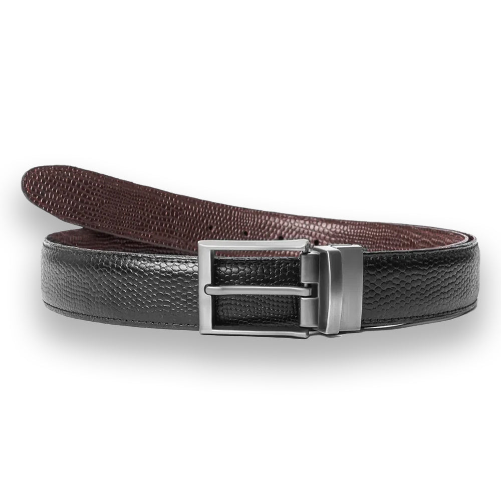 2-in-1 Reversible Leather Belt Snake Texture