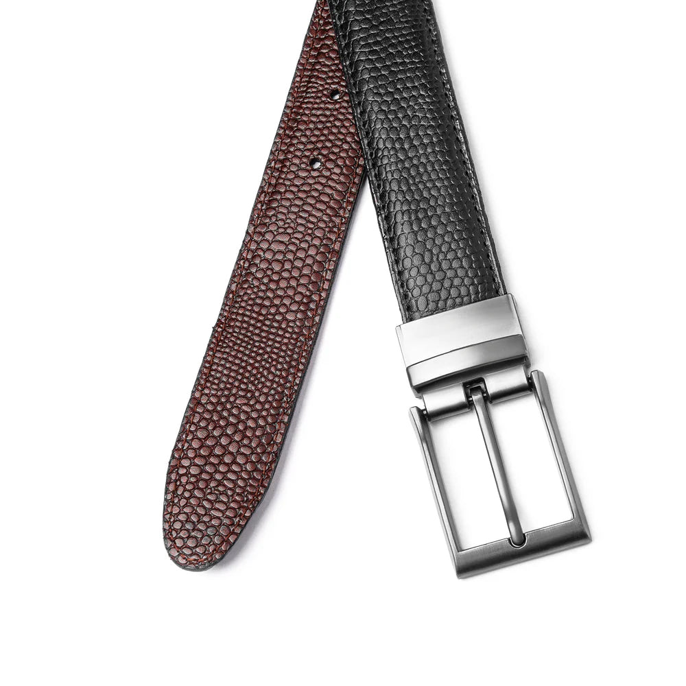 2-in-1 Reversible Leather Belt Snake Texture